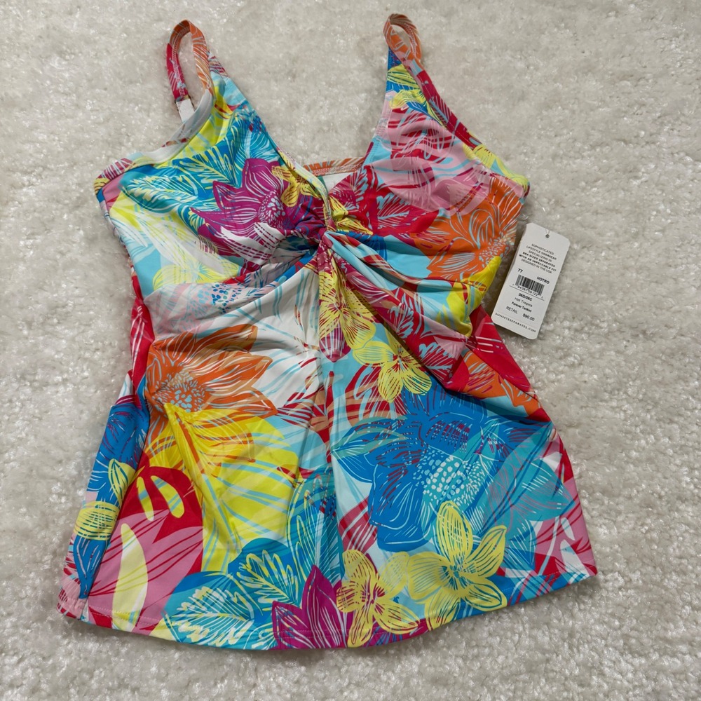 Sunsets Forever Tankini Women 36D/38C Multicolor Hot Tropics Floral Swim Top